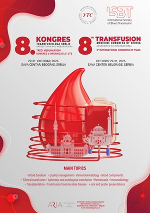 8. Kongres transfuziologa  akreditovan kao međunarodni i Treći međunarodni kongres u organizaciji Udruženje za transfuziologiju Srbije (UTS)